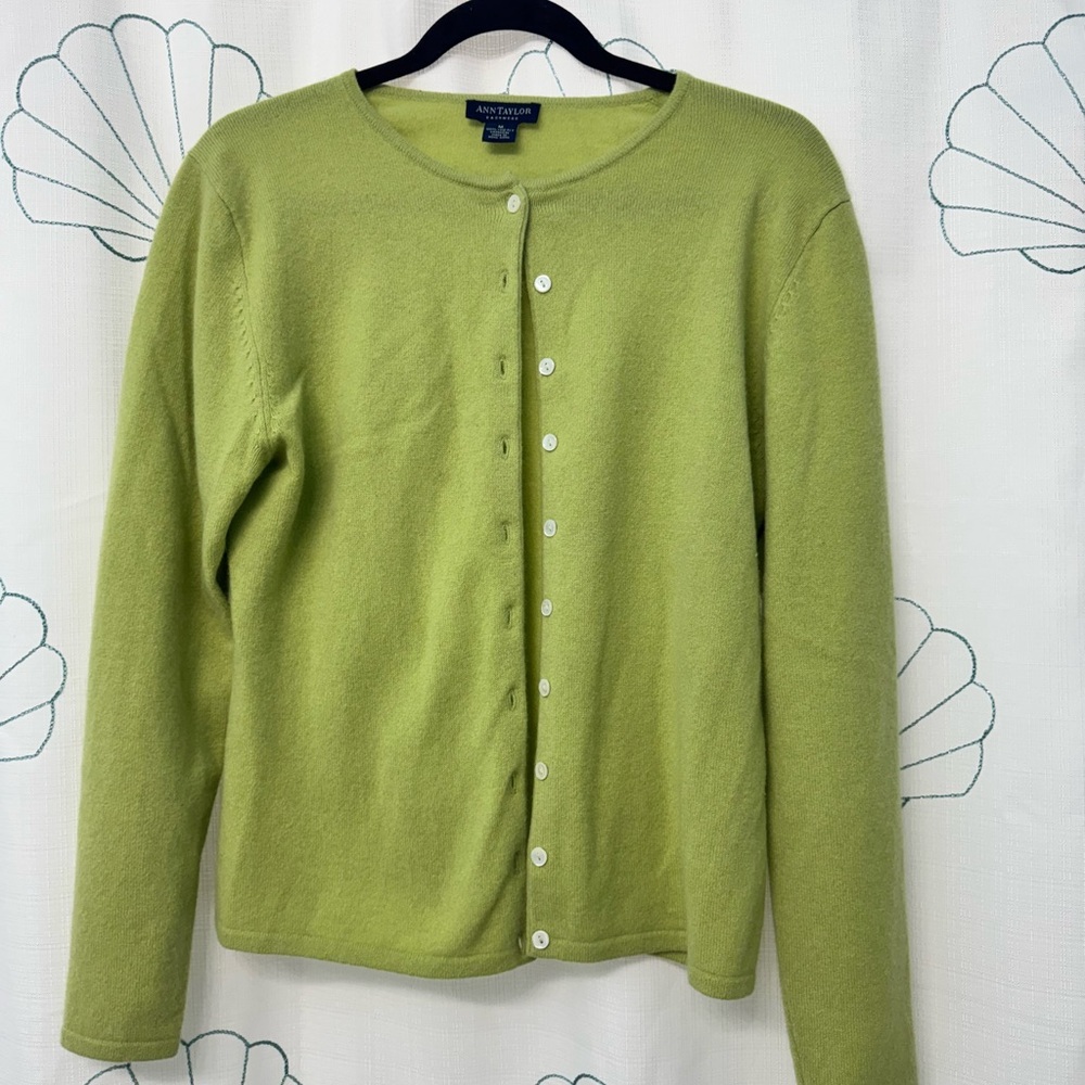 Ann Taylor Lime Cashmere Cardigan